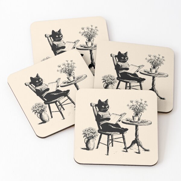 Item preview, Cat Café Reader – Cozy Vintage Feline Book Lover Design designed and sold by Broken Minimalister.