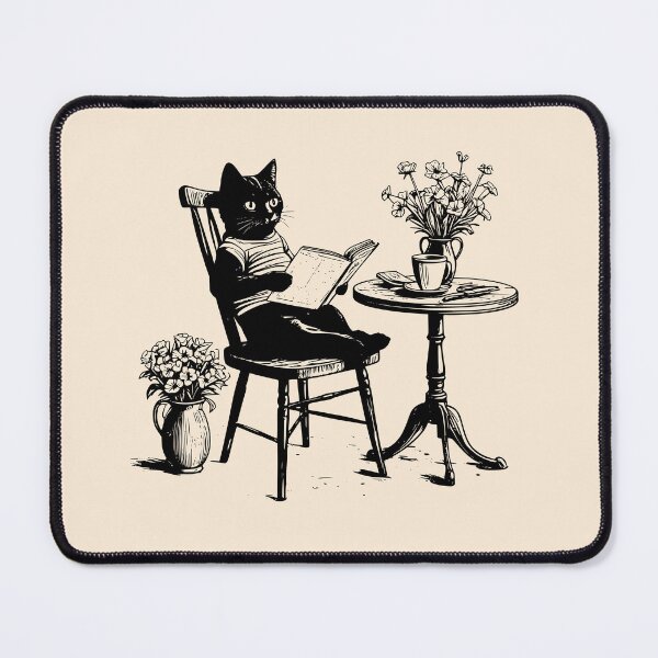 Item preview, Cat Café Reader – Cozy Vintage Feline Book Lover Design designed and sold by Broken Minimalister.