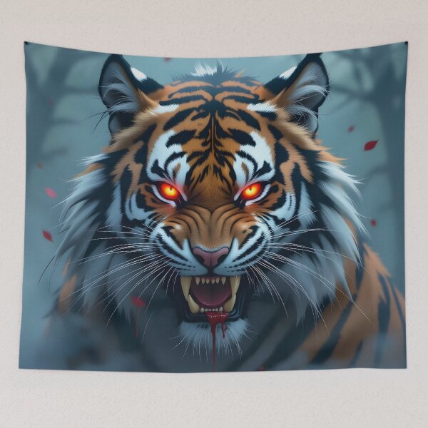 Item preview, Tiger face, with red eyes, powerful fangs designed and sold by Marcu Ioachim.