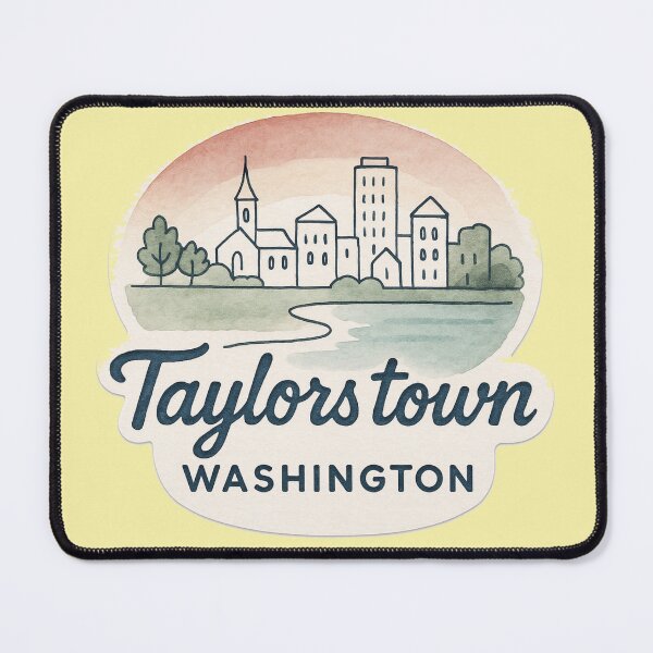Item preview, Taylors Town Washington Minimalist Watercolor Cityscape Sticker, designed and sold by PaintMeWorld.