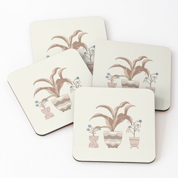 Item preview, Three potted plants - mocha mousse and blue designed and sold by Vaekra.
