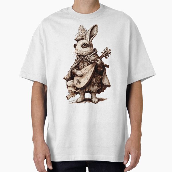 Item preview, Lapin barde fantastique avec luth, runes magiques et cape médiévale – Art musical fantaisiste designed and sold by Prithbyshop.