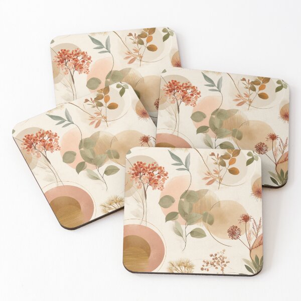 Item preview, Seamless Botanical & Geometric Pattern – Warm Earth Tones with Minimalist Florals - Design for Fabric, Wallpaper & Gifts designed and sold by AnnaAdum.
