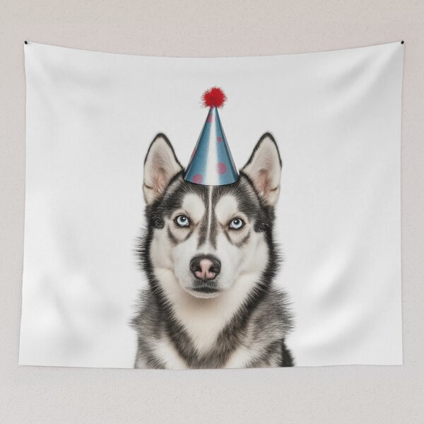 Item preview, Cute Siberian Husky dog with Party Hat Birthday Celebration designed and sold by LazyOwlStore.
