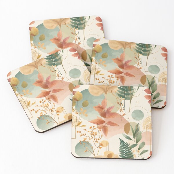 Item preview, Seamless Botanical and Geometric Autumn Pattern – Modern Watercolor Leaves in Pastel Tones - Design for Fabric, Wallpaper & Gifts designed and sold by AnnaAdum.