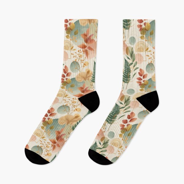 Item preview, Seamless Botanical and Geometric Autumn Pattern – Modern Watercolor Leaves in Pastel Tones - Design for Fabric, Wallpaper & Gifts designed and sold by AnnaAdum.