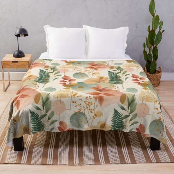 Item preview, Seamless Botanical and Geometric Autumn Pattern – Modern Watercolor Leaves in Pastel Tones - Design for Fabric, Wallpaper & Gifts designed and sold by AnnaAdum.