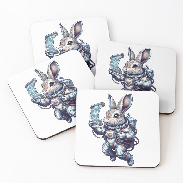 Item preview, Astronaut White Rabbit Messenger in Space with Hologram Scroll & Heart Patches designed and sold by Prithbyshop.