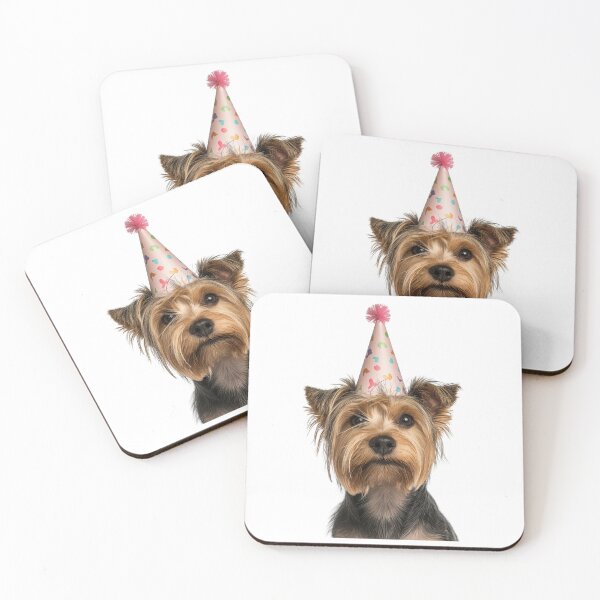 Item preview, Cute Silky Terrier dog with Party Hat Birthday Celebration designed and sold by LazyOwlStore.