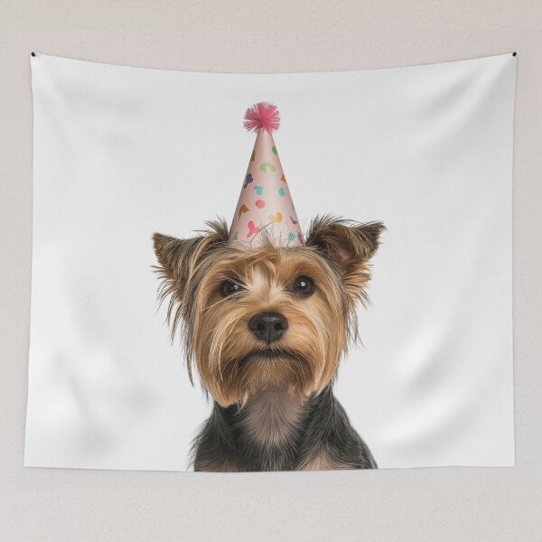 Item preview, Cute Silky Terrier dog with Party Hat Birthday Celebration designed and sold by LazyOwlStore.