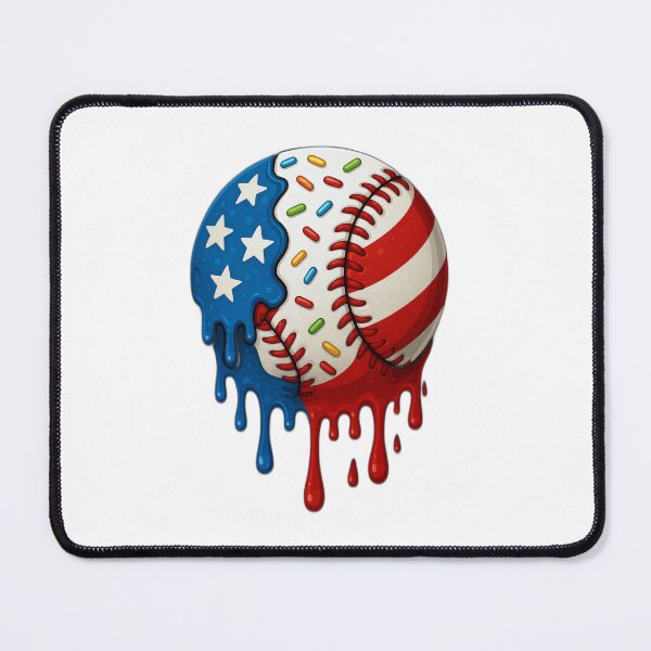 Item preview, Ice Cream Drip Melting Baseball Stuff Red White Blue 4th of July Sports Art designed and sold by CoolCreative.