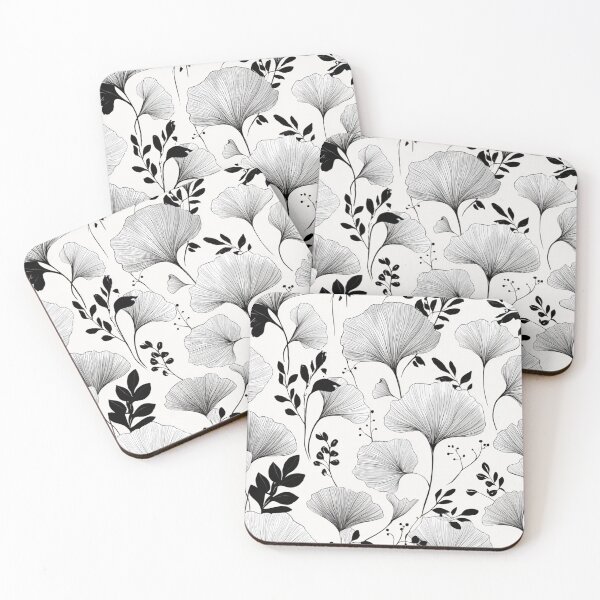 Item preview, Seamless Ginkgo Leaf Monochrome Pattern – Elegant Black and White Botanical Line Art - Design for Fabric, Wallpaper & Gifts designed and sold by AnnaAdum.