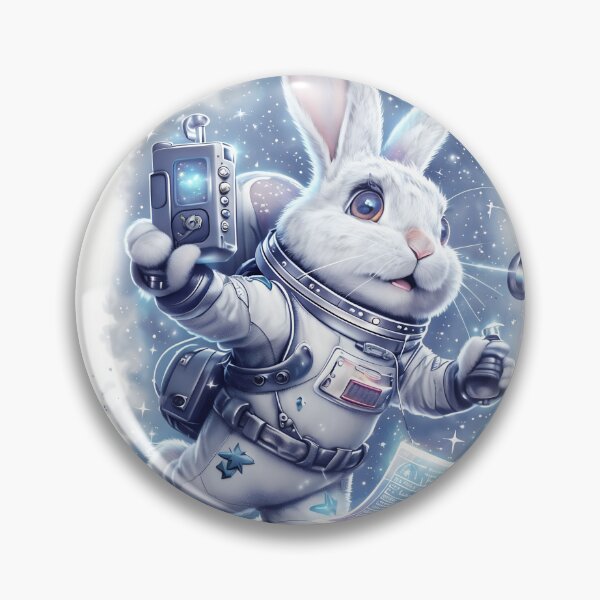 Item preview, White Rabbit Astronaut Messenger with Hologram Scroll & Heart Space Patches designed and sold by Prithbyshop.