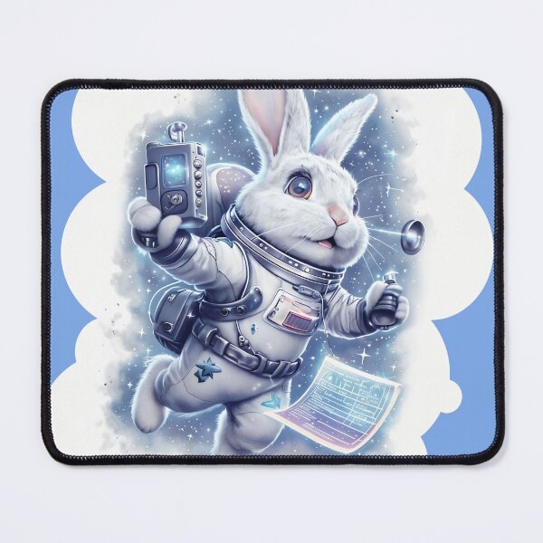 Item preview, White Rabbit Astronaut Messenger with Hologram Scroll & Heart Space Patches designed and sold by Prithbyshop.