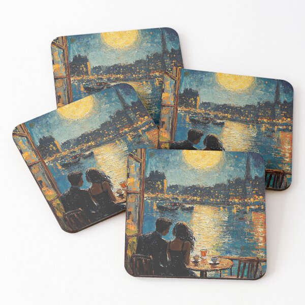 Item preview, Romantic couple at Café by starry night designed and sold by Erika Kaisersot.