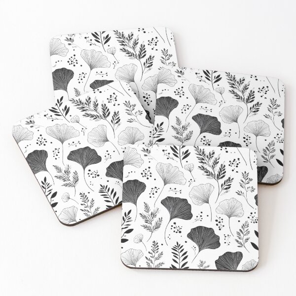 Item preview, Seamless Black and White Ginkgo Leaf Pattern – Minimalist Botanical Line Art Design designed and sold by AnnaAdum.