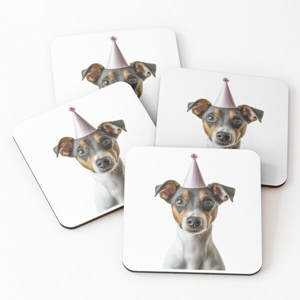 Artikelvorschau, Niedlicher Smooth Fox Terrier Hund mit Partyhut Geburtstagsfeier entworfen und verkauft von LazyOwlStore.
