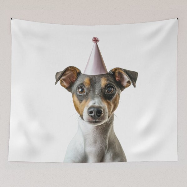 Item preview, Cute Smooth Fox Terrier dog with Party Hat Birthday Celebration designed and sold by LazyOwlStore.