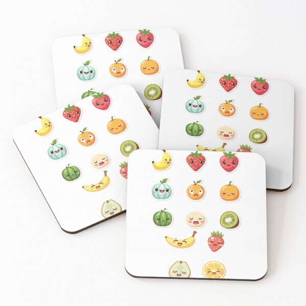 Item preview, Kawaii Fruit Stickers Pack – Cute Banana, Strawberry, Kiwi & Orange Faces designed and sold by KantaponEarth.