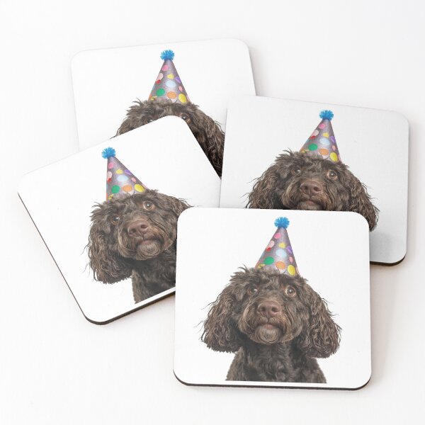 Item preview, Cute Spanish Water Dog with Party Hat Birthday Celebration designed and sold by LazyOwlStore.