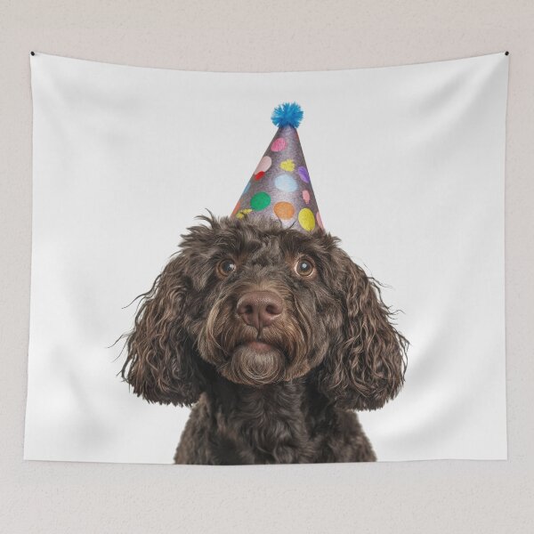 Item preview, Cute Spanish Water Dog with Party Hat Birthday Celebration designed and sold by LazyOwlStore.