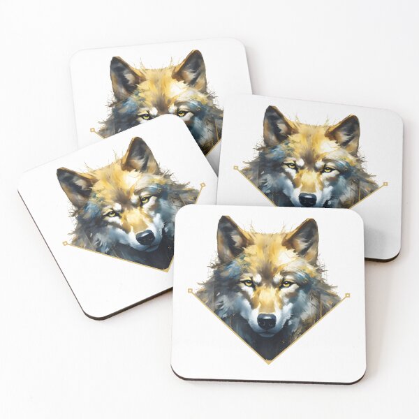 Item preview, Majestic Watercolor Wolf Portrait Illustration with Intense Yellow Eyes designed and sold by DASK-VIBES.