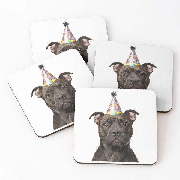 Item preview, Cute Staffordshire Bull Terrier dog with Party Hat Birthday Celebration designed and sold by LazyOwlStore.
