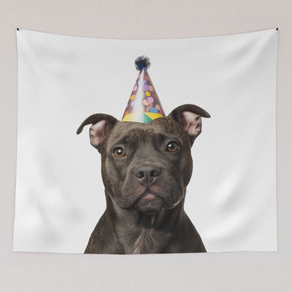 Item preview, Cute Staffordshire Bull Terrier dog with Party Hat Birthday Celebration designed and sold by LazyOwlStore.