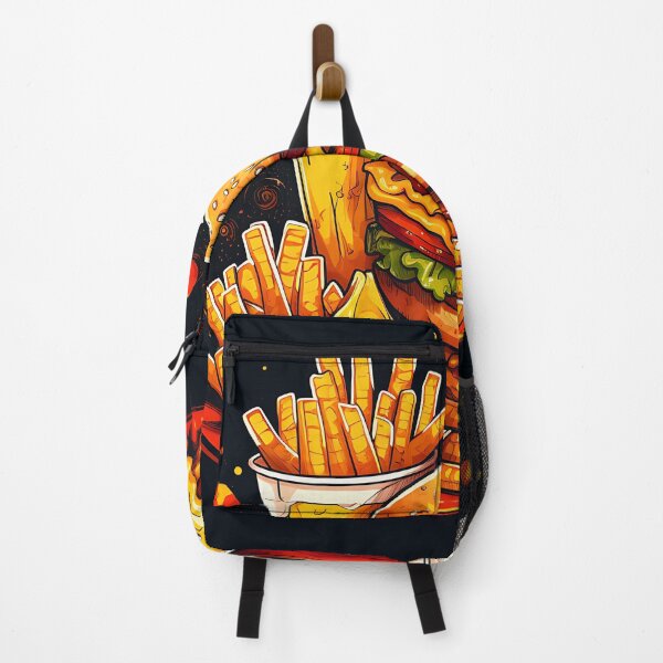 Item preview, Colorful Fast Food Explosion – Pop Art Burger & Fries Illustration designed and sold by Bookee11-.