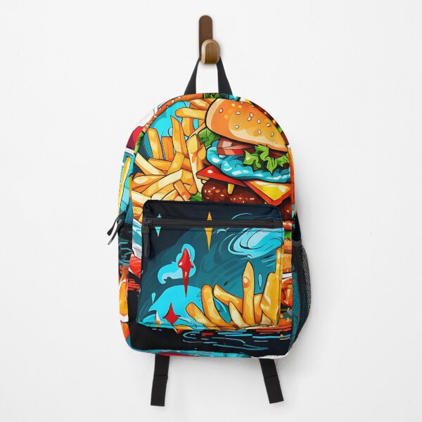 Item preview, Colorful Fast Food Explosion – Pop Art Burger & Fries Illustration designed and sold by Bookee11-.