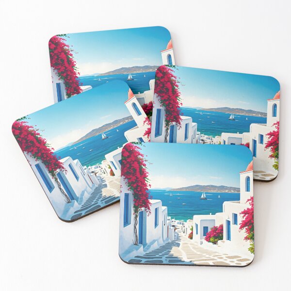 Item preview, Mykonos, Greece: Whitewashed Buildings & Blue Doors designed and sold by LSVart.