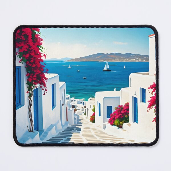 Item preview, Mykonos, Greece: Whitewashed Buildings & Blue Doors designed and sold by LSVart.