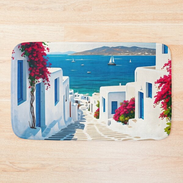Item preview, Mykonos, Greece: Whitewashed Buildings & Blue Doors designed and sold by LSVart.