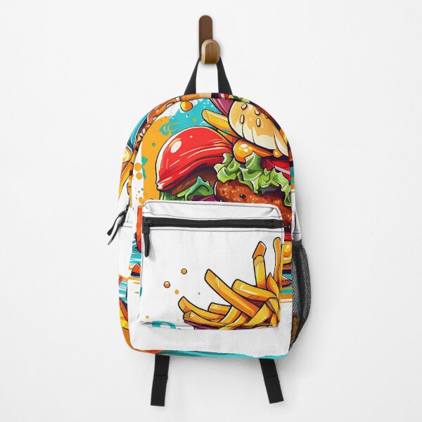 Item preview, Colorful Fast Food Explosion – Pop Art Burger & Fries Illustration designed and sold by Bookee11-.