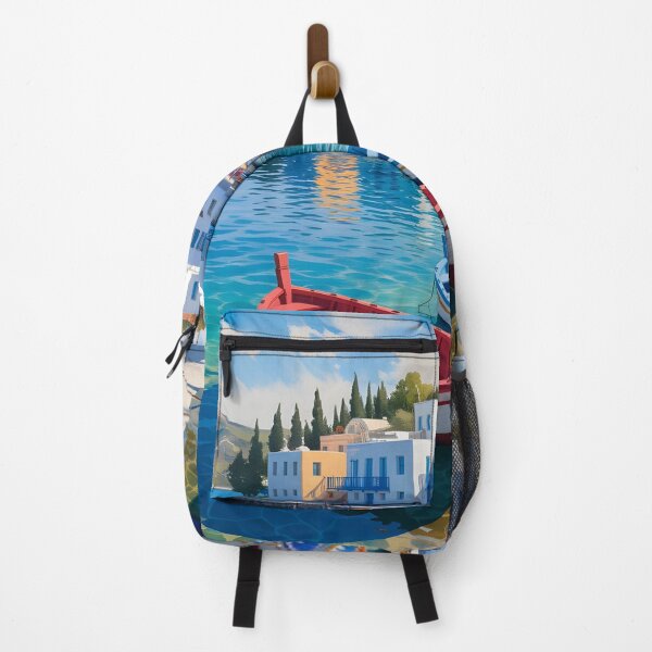 Item preview, Mykonos Harbour: Fishing Boats Along the Water’s Edge designed and sold by LSVart.
