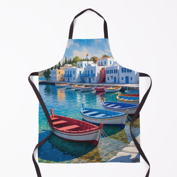 Item preview, Mykonos Harbour: Fishing Boats Along the Water’s Edge designed and sold by LSVart.