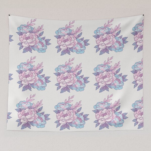 Item preview, Pink and blue flowers designed and sold by MendaciousMina.