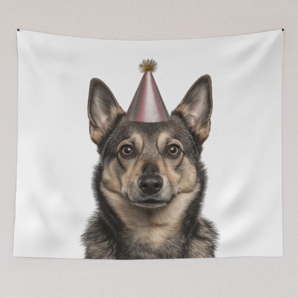 Item preview, Cute Swedish Vallhund dog with Party Hat Birthday Celebration designed and sold by LazyOwlStore.