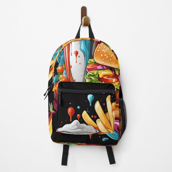 Item preview, Colorful Fast Food Explosion – Pop Art Burger & Fries Illustration designed and sold by Bookee11-.