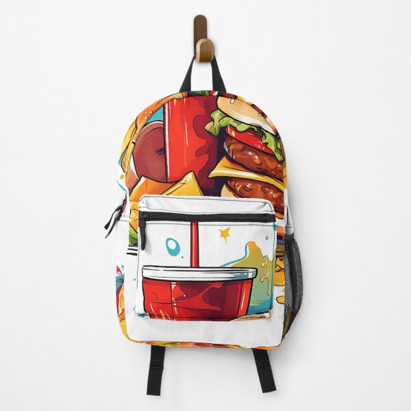 Item preview, Colorful Fast Food Explosion – Pop Art Burger & Fries Illustration designed and sold by Bookee11-.