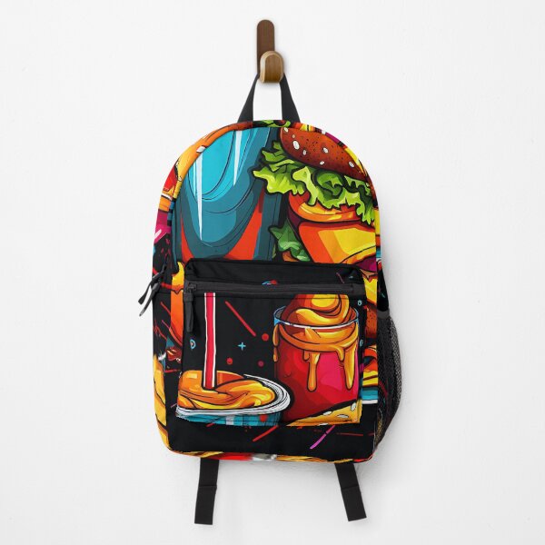 Item preview, Colorful Fast Food Explosion – Pop Art Burger & Fries Illustration designed and sold by Bookee11-.