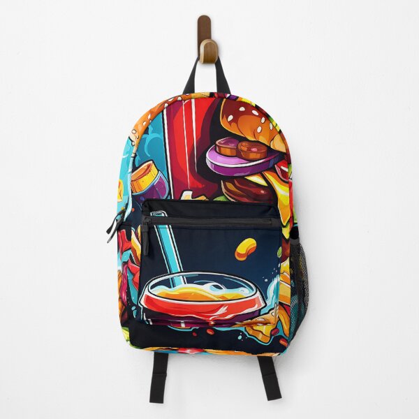 Item preview, Colorful Fast Food Explosion – Pop Art Burger & Fries Illustration designed and sold by Bookee11-.