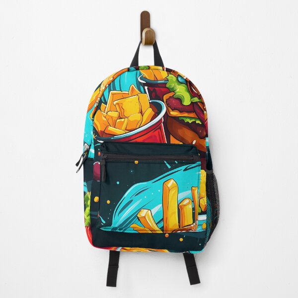 Item preview, Colorful Fast Food Explosion – Pop Art Burger & Fries Illustration designed and sold by Bookee11-.
