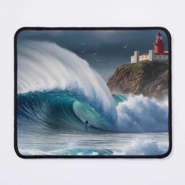 Item preview, Nazaré, Portugal: Towering Waves by the Red Lighthouse designed and sold by LSVart.