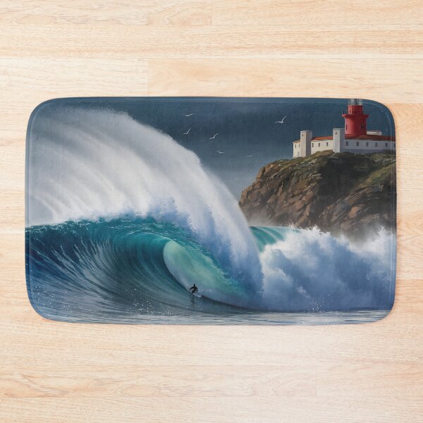 Item preview, Nazaré, Portugal: Towering Waves by the Red Lighthouse designed and sold by LSVart.