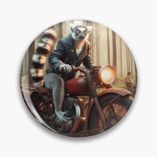 Item preview, the lemur is riding an old motorcycle in the forest designed and sold by Dogandesighn.