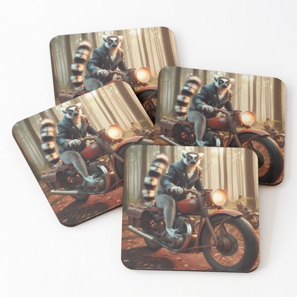 Item preview, the lemur is riding an old motorcycle in the forest designed and sold by Dogandesighn.
