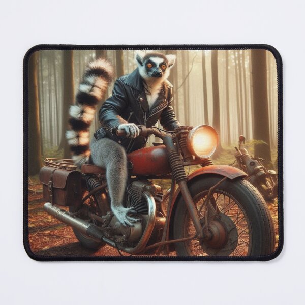 Item preview, the lemur is riding an old motorcycle in the forest designed and sold by Dogandesighn.