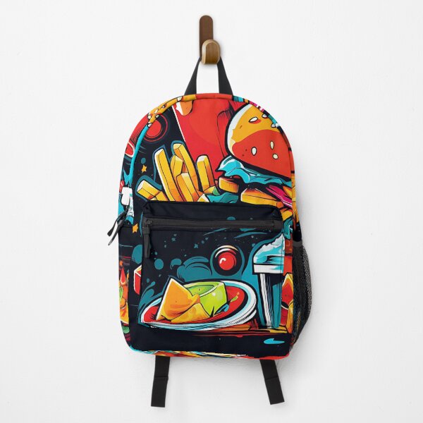 Item preview, Colorful Fast Food Explosion – Pop Art Burger & Fries Illustration designed and sold by Bookee11-.