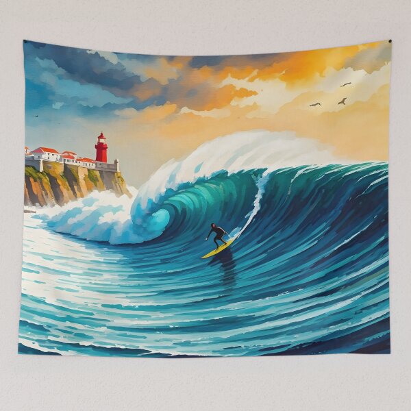Item preview, Lone Surfer at Nazaré’s Towering Atlantic Waves designed and sold by LSVart.